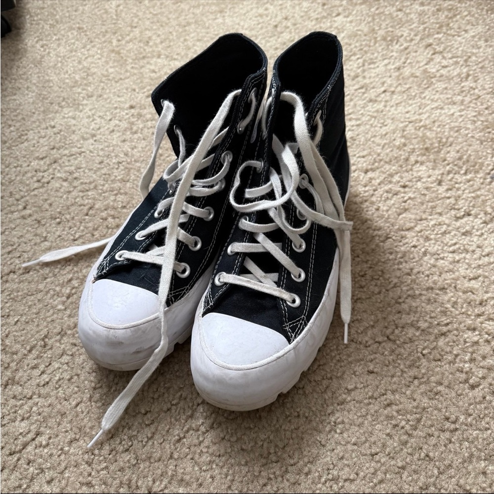 Black and White High-Top Converse Platform Sneakers